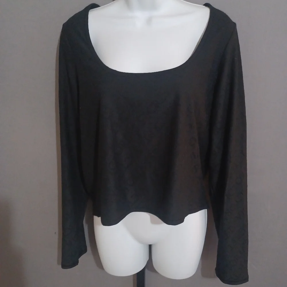 Victoria Secret top black NWT scoop neck texture spellout sz XXL